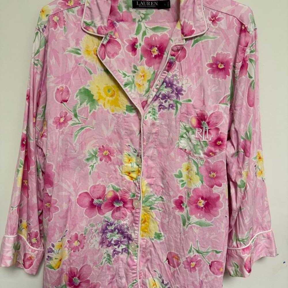 Lauren Ralph Lauren Pink Floral Pajama Set Women Large